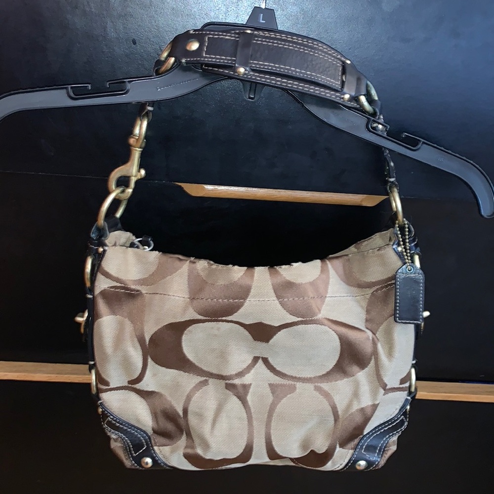 Coach Brown and Tan Shoulder Bag